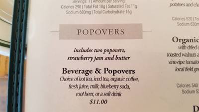 As we like to go with what's traditional to the area we're doing the tea and popovers.  Good rest stop after our hike ar