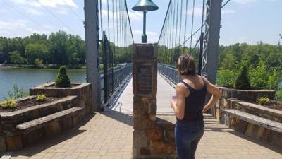 So Lynn and I are riding down 7 highway from the Ozarks and she sees this bridge and is like "I always wanted to walk ac
