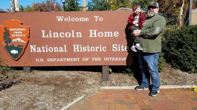 Stopped by Abraham Lincoln's house on the way home from Chicago. Aaron slept in the car.