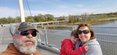 We walked from one end of this foot bridge to the other which crosses the state line between Nebraska and Iowa.  Avery h