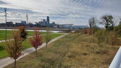 We walked from one end of this foot bridge to the other which crosses the state line between Nebraska and Iowa.  Avery h