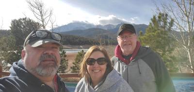 Pikes Peak this morning.  The top few miles was closed for snow :(