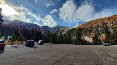 Pikes Peak this morning.  The top few miles was closed for snow :(