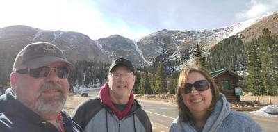 Pikes Peak this morning.  The top few miles was closed for snow :(
