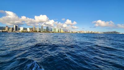 Sunset Cruise before dinner. Great way to end the day. Had some good whale watching and got to see Diamond Head from the