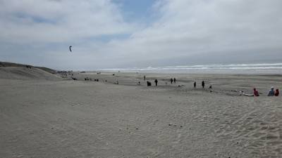 Interesting stop.  This beach has a ship under it with parts poking out.  Oh yeah, it's like 52 degrees and Oregonians a
