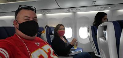 We have a 3 hour layover in Denver so I though wearing my Kelce jersey was appropriate.