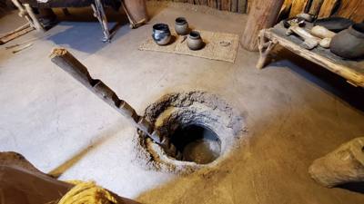 Another Indian village for our fourth stop yesterday. This one has a cellar.  Avery got his second ranger badge and cert