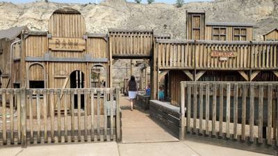 The playground in Medora was enough to spark the imagination.  Better than the old steel equipment we had as kids.