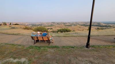 Pitchfork steak fondue for dinner.  The steak was good.  They cook them all to medium.  The view of town from there was 