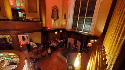 Fantastic dinner and entertainment at The Church in Dublin tonight.  Arthur Guinness was actually married in this when i