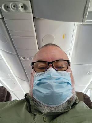 Next leg.  Korea Air planes are so much nicer than Southwest or Delta.  But we have to wear these dang things.  Oh well.