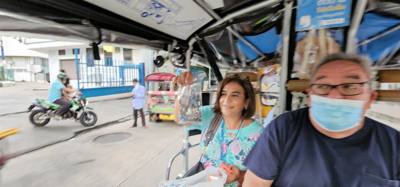 After the trip by boat in the canal was the trip by tuk tuk.  Cars and motorcycles get so close lol.  Keep your arms ins