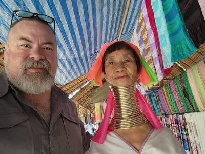 Got to experience the Padong people of Thailand this afternoon.  Also known as the Long Neck Karan people.  Our tour gui