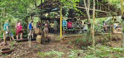 Lunch today was out in the boonies.  The fish was delicious.  So was the chicken.  Dessert was a banana cake if some sor