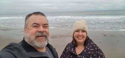 Julie says "It's not beach weather but it's not -3 degrees so...". Had to get up close and friendly with the Atlantic wh