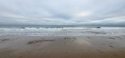 Julie says "It's not beach weather but it's not -3 degrees so...". Had to get up close and friendly with the Atlantic wh