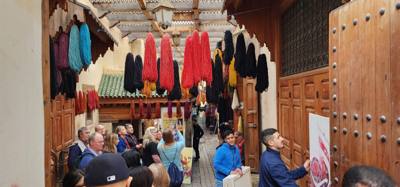 Shopping and lunch in the Fes Medina market.  Super crowded.  A few high pressure sales folks.  Lots to look at. Julie a