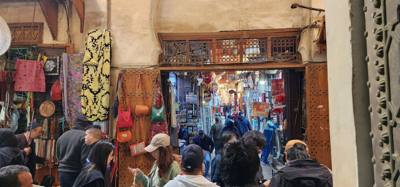Shopping and lunch in the Fes Medina market.  Super crowded.  A few high pressure sales folks.  Lots to look at. Julie a