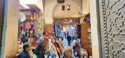 Shopping and lunch in the Fes Medina market.  Super crowded.  A few high pressure sales folks.  Lots to look at. Julie a