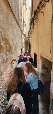 Shopping and lunch in the Fes Medina market.  Super crowded.  A few high pressure sales folks.  Lots to look at. Julie a