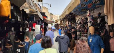 Shopping and lunch in the Fes Medina market.  Super crowded.  A few high pressure sales folks.  Lots to look at. Julie a