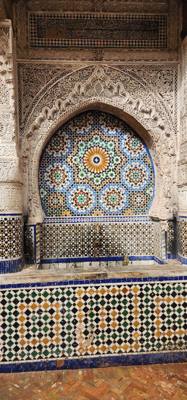 Architecture, paintings, woodwork and other interesting and beautiful things in the Fes Medina market.