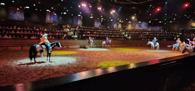 Ended the last night in the Ozarks/Branson at Dolly's Stampede.  Front row seats right by the action too.  Don't be jell