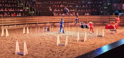 Ended the last night in the Ozarks/Branson at Dolly's Stampede.  Front row seats right by the action too.  Don't be jell