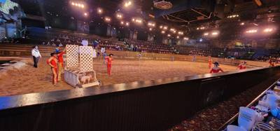 Ended the last night in the Ozarks/Branson at Dolly's Stampede.  Front row seats right by the action too.  Don't be jell