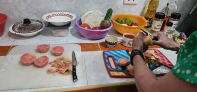 Ended the evening with a home cooked meal.  Julie helped cook it.  We went to what our interpreter in this place called 