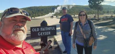 A lot of vibrant colors in some of those pools.  Lots to see here.  I couldn't get Avery to go pet a bison.  He must be 