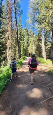 Decided to get the juices flowing this morning with a hike around Jenny Lake. Technically half way around. Took a boat