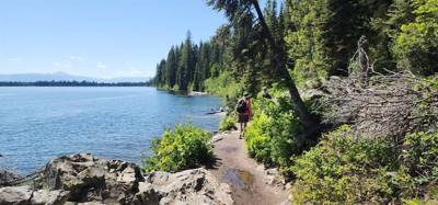 Decided to get the juices flowing this morning with a hike around Jenny Lake. Technically half way around. Took a boat