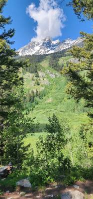Decided to get the juices flowing this morning with a hike around Jenny Lake. Technically half way around. Took a boat