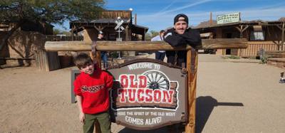 Old Tucson for some fun this afternoon.  Avery, Aaron and I got to participate in the magic show.  Technically Julie too