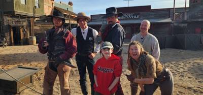Old Tucson for some fun this afternoon. Avery, Aaron and I got to participate in the magic show. Technically Julie too