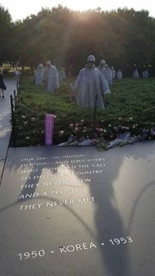 Korean War Memorial.   Says on the wall...."Freedom Isn't Free".  Very humbling.