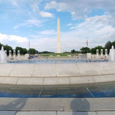 WWII Veterans Memorial.  Beautiful in contrast to the loss of lives during WWII.