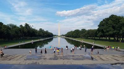 Washington Monument.  It's interesting to see the different colors showing the different 'layers' of this thing.  Very c