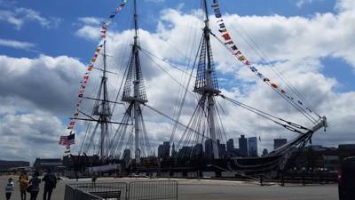 This is the USS Constitution (a.k.a "Old Ironsides").  This boat went 33 wins, zero losses if I understood them correctl