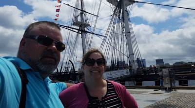 This is the USS Constitution (a.k.a "Old Ironsides").  This boat went 33 wins, zero losses if I understood them correctl