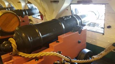 This is the USS Constitution (a.k.a "Old Ironsides"). This boat went 33 wins, zero losses if I understood them correctl