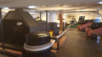 This is the USS Constitution (a.k.a "Old Ironsides"). This boat went 33 wins, zero losses if I understood them correctl