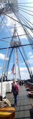 This is the USS Constitution (a.k.a "Old Ironsides").  This boat went 33 wins, zero losses if I understood them correctl
