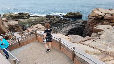 Tonight before dinner we went for a walk along Ocean Path.  This is by Sand Beach in Acadia.  Beautiful walk along the c