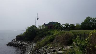 Julie and I took a foggy stroll along Cliff Walk in Newport, RI this morning. Beautiful cliffs on one side, historic man