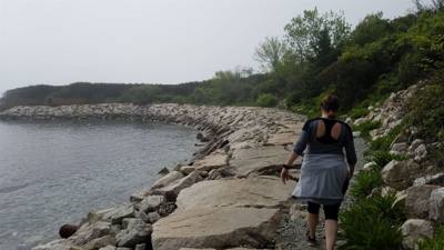 Julie and I took a foggy stroll along Cliff Walk in Newport, RI this morning. Beautiful cliffs on one side, historic man