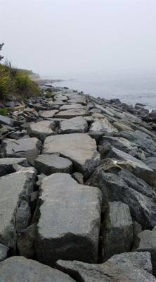 Julie and I took a foggy stroll along Cliff Walk in Newport, RI this morning. Beautiful cliffs on one side, historic man