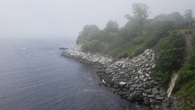Julie and I took a foggy stroll along Cliff Walk in Newport, RI this morning. Beautiful cliffs on one side, historic man